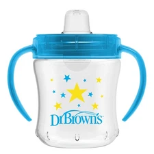 Dr. Browns Milestones Soft Spout Sippy Cup with Handles, Blue Star, BPA-Free...
