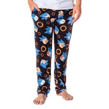 Sonic The Hedgehog Men's Allover Classic Character And Rings Pajama Pants