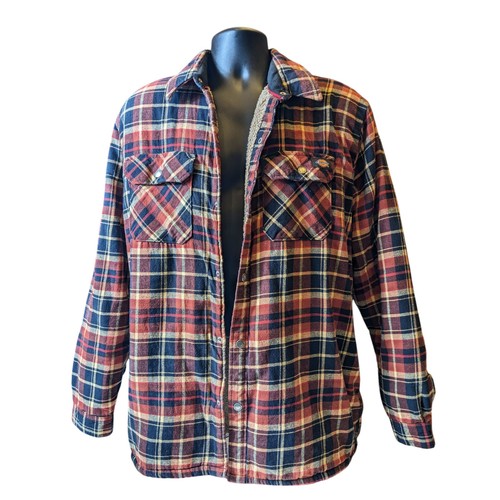 Chaqueta de franela forrada Dickies Sherpa para hombre XL a cuadros a presión cálida ropa de trabajo pesada - Imagen 10 de 14