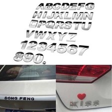 3D Metallic Alphabet Car Stickers Self Adhesive Letter Badge A-Z 0-9