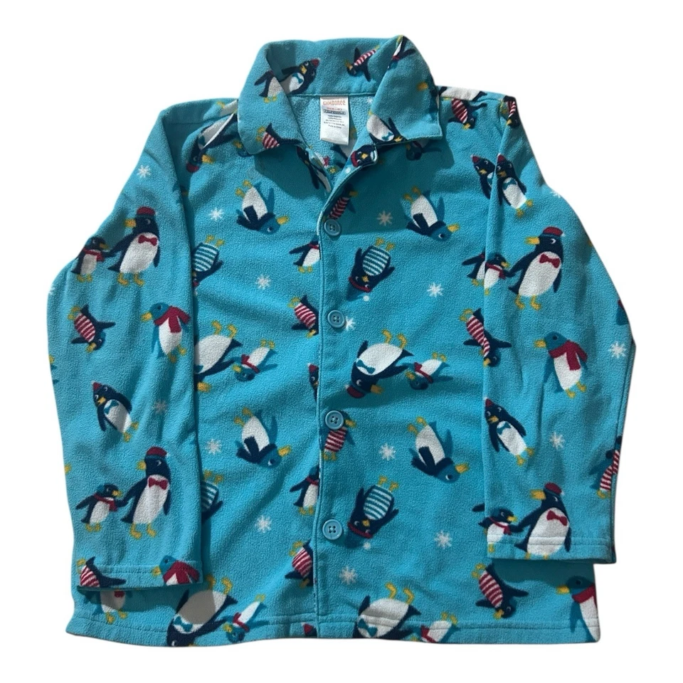 Pijama de invierno suave Gymboree Boy pequeño 5-6 gimnasios azul pingüino Foto 2 de 4