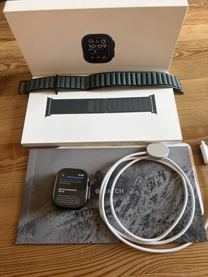 Apple Watch Ultra 2 100% Batterie OVP 1J alt Schwarz Alpine Loop Green MX4R3FD/A