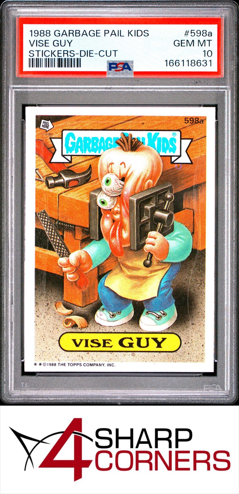 Vise GUY #598a 1988 Garbage Pail Kids trading card — raw and PSA graded price guide