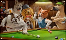 YOSASAH Dogs Playing Pool Flag 3X5 FT Tapestry Dorm Decor Man Cave Wall... 