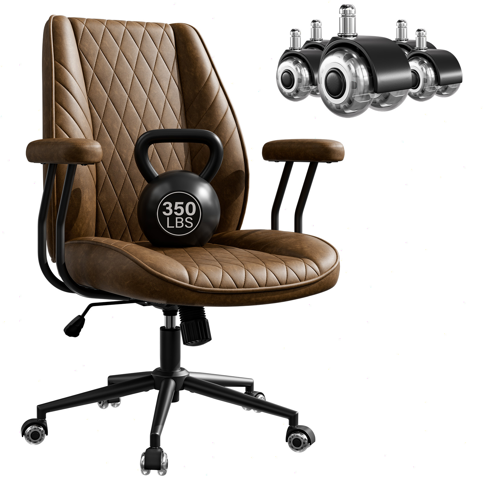 500lb Desk Chair Upgraded Rubber Wheel For Home Office