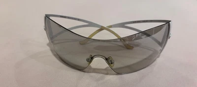VERSACE Y2K White Rimless Metal MEDUSA Wraparound  Oversized Shield Sunglasses Versace Eclipse 142mm Rimless Wrap Shield Sunglasses (Men  main image 3