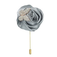 Rose Lapel Pin for Men Suit Brooch Gray