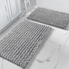 Bathroom Rugs Sets 2 Piece - Quick Dry Extra Thick Luxury Chenille Bath Mat, Non