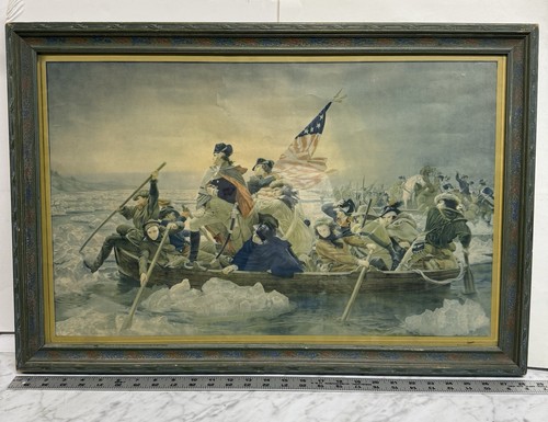 Celebrate 250! Washington Crossing Delaware 1926 Tintogravure Print&Frame 28x18