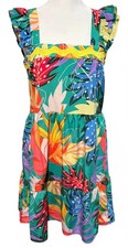 Umgee Tropical Print Tiered Ruffled Mini Dress Size Small