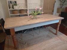 Solid Pine Farmhouse-Style Dining Table, used