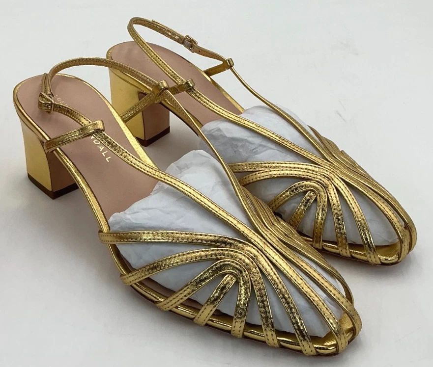 Sandalias de cuero dorado Loeffler Randall Priscilla para mujer talla 9 Foto 3 de 4
