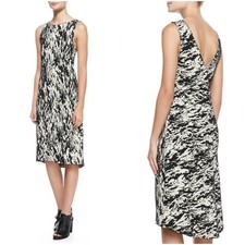 Rag & Bone Black White Abstract Onyx Wool Blend V-Back Shift Dress Size 4