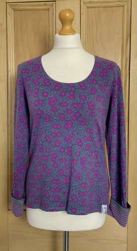 Seasalt, Cornwall lila grün Blumendruck Bio Baumwolle Jersey L/S Top 14