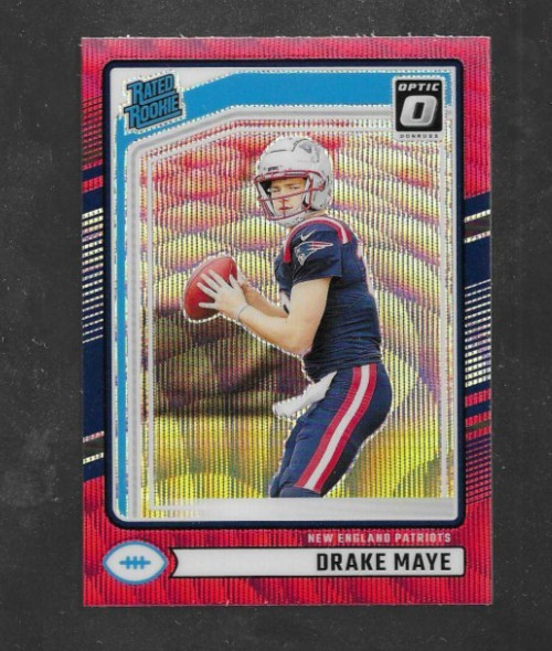 2024 Panini Donruss - Rated Rookie Drake Maye #379 Optic Preview Red Wave Prizm