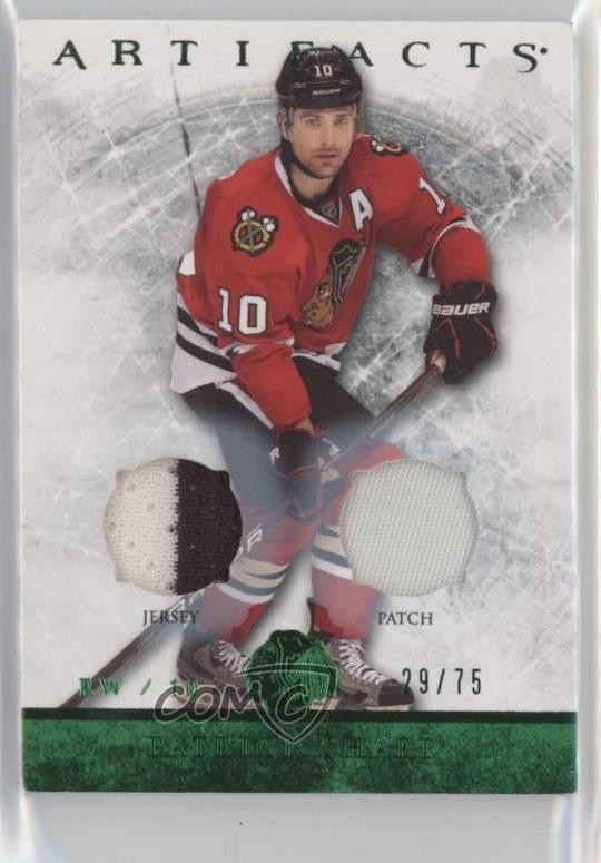 2012 Upper Deck Artifacts Emerald Jersey/Patch 29/75 Patrick Sharp #72 Patch n1u