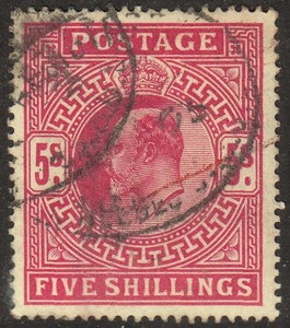 Great Britain 140  (SCV$ 220.00) VF, registered cancels, used, 1905