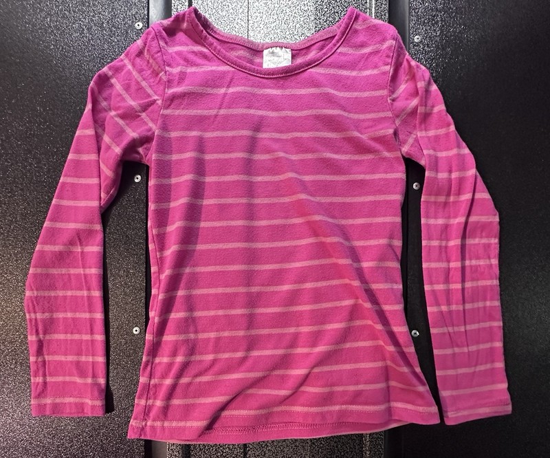 Girls Size 8 Pink/White Striped Long Sleeve Shirt