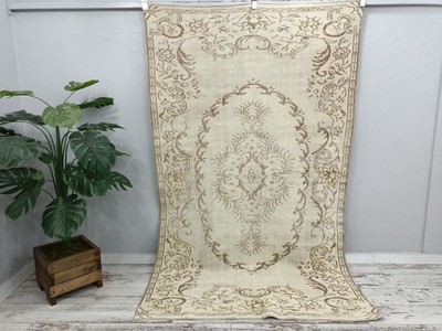 Turkish Oushak Rug Vintage Handknotted Wool 5x8 Feet Bohemian Area Rug