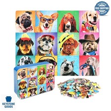 Kids Dog Jigsaw Puzzle - 60 Pieces in Metal Storage Box, Educational  Brain-...