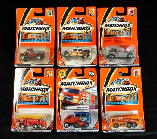 Vintage '00s Matchbox Cars Hero City Lot of 6 Rescue Vehicles New & Sealed (G4B)