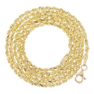 10k Gelbgold Massiv Diamantschliff Seil Kette Halskette 22'' 2mm 8,2 Gramm