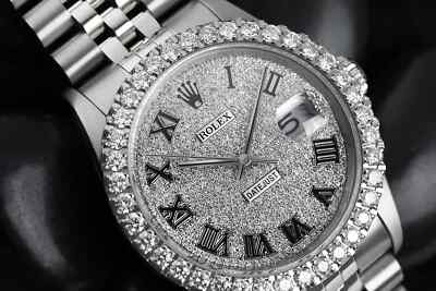 Rolex 36mm Datejust Custom Diamond Bezel, Pave Roman Numerals Dial 16014