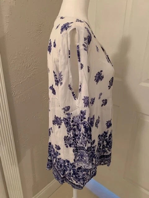 Blue Boho Cold-shoulder tunic - Image 3 of 4