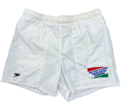 Vintage Figure Skating Shorts Women Small White 1989 World Tour Champs 80s USA