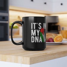 Palestinian Heritage Black Ceramic Mug - Palestine - It's In My DNA Coffee Cup