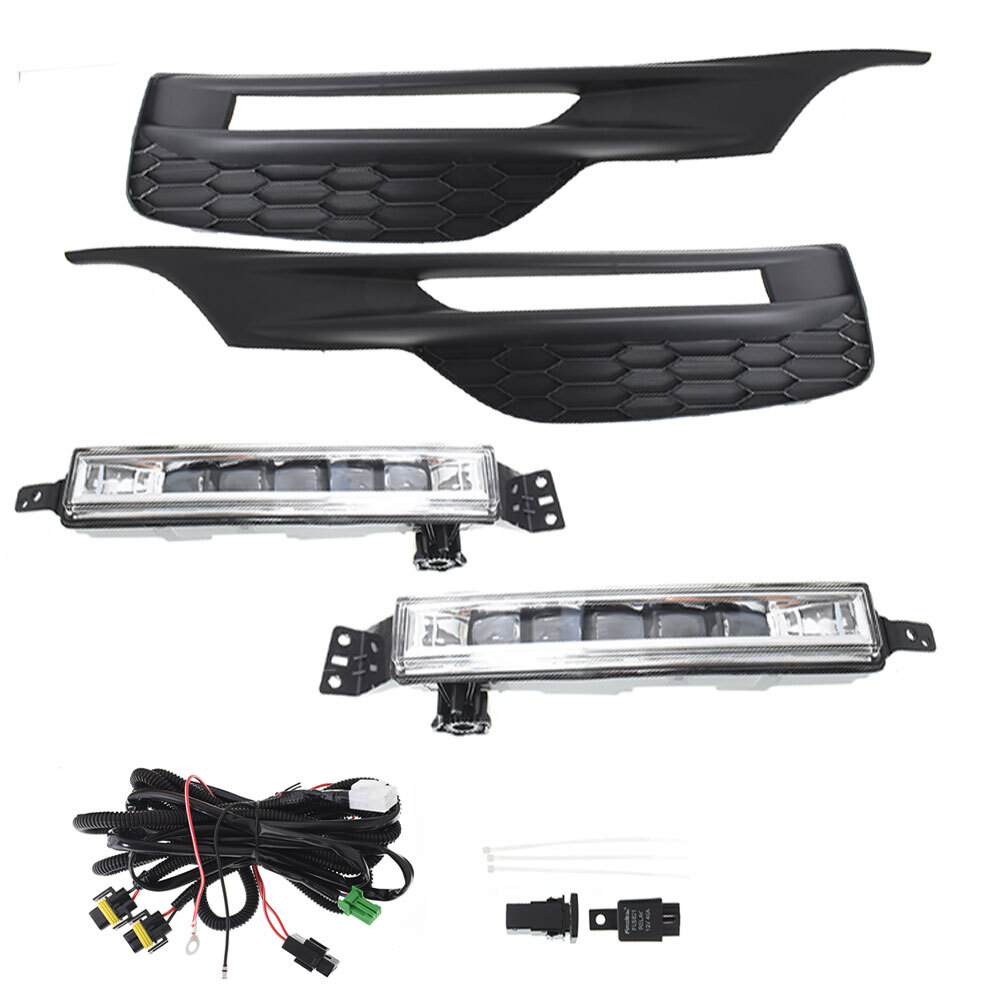 Pair of Fog Light Lamps w/Cover Wiring Kits For 2016-2017 Honda Accord Sedan 4Dr