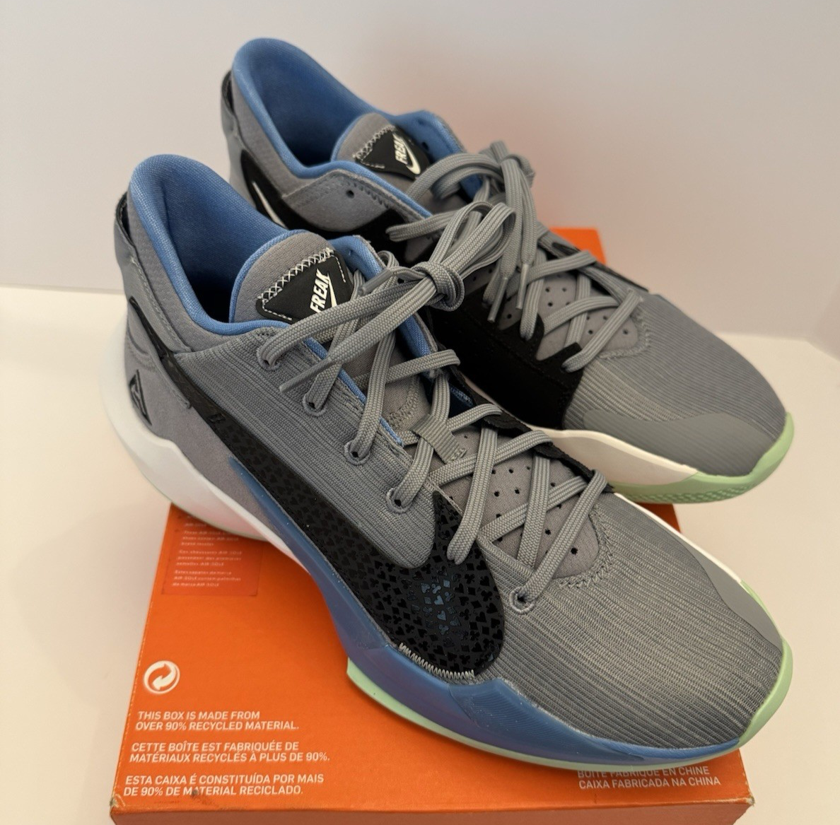 Nike Zoom Air Freak 2 Basketball Shoes CK5424-004 Particle Grey Black Mens Sz 10 | eBay