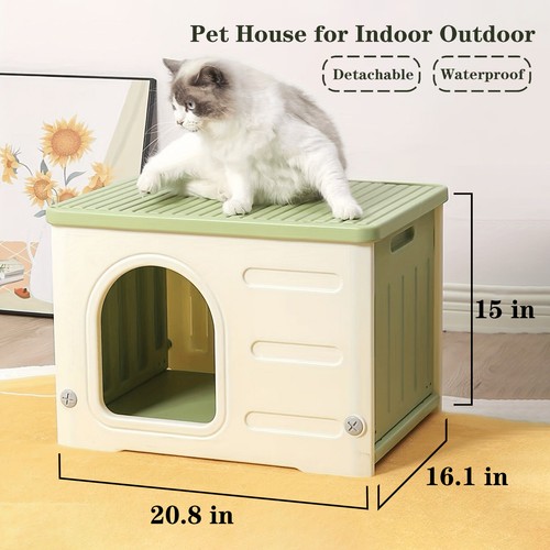 Plastic Outdoor Cat House Waterproof Insulated Cat House Feral Shelter - Picture 18 of 30