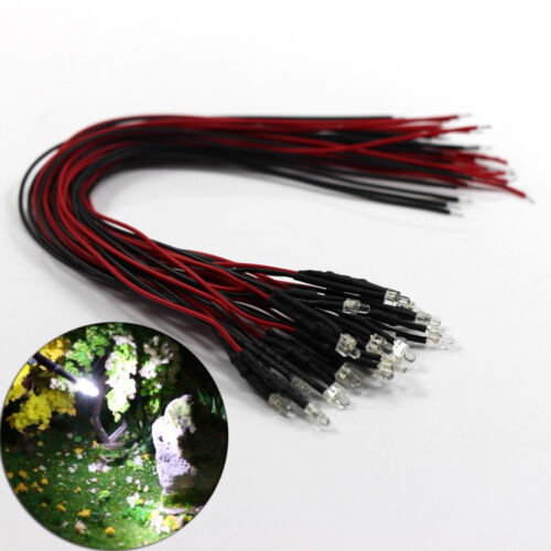 20pcs Pre-wired 1.9mm LED Bright White Lamp Light Set 12V 20cm Wire L1219W - Picture 1 of 6