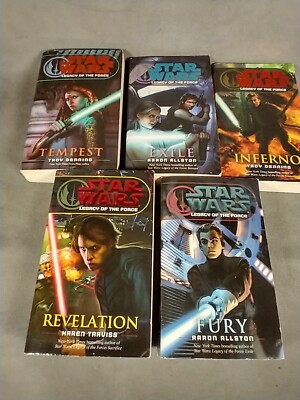 Star Wars Legacy of the Force Book Lot Exile Inferno Fury Tempest Revelation