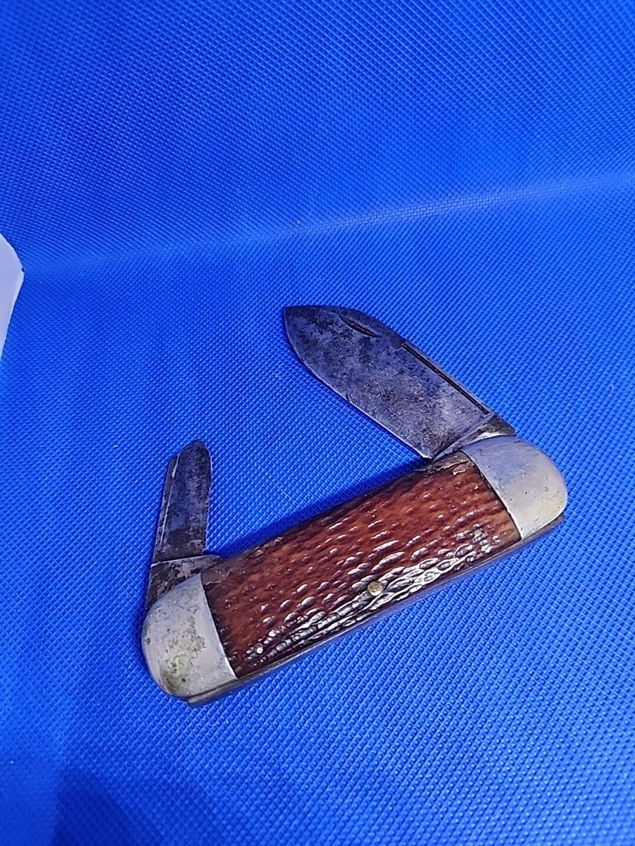 Ulster Knife Co. Antique Brown Bone Jig Elephant Toe OLD AND RARE
