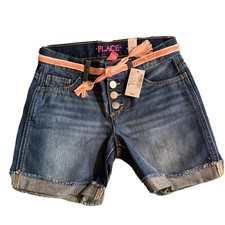 The Childrens Place Girls Blue Wash Denim Shorts Size 8