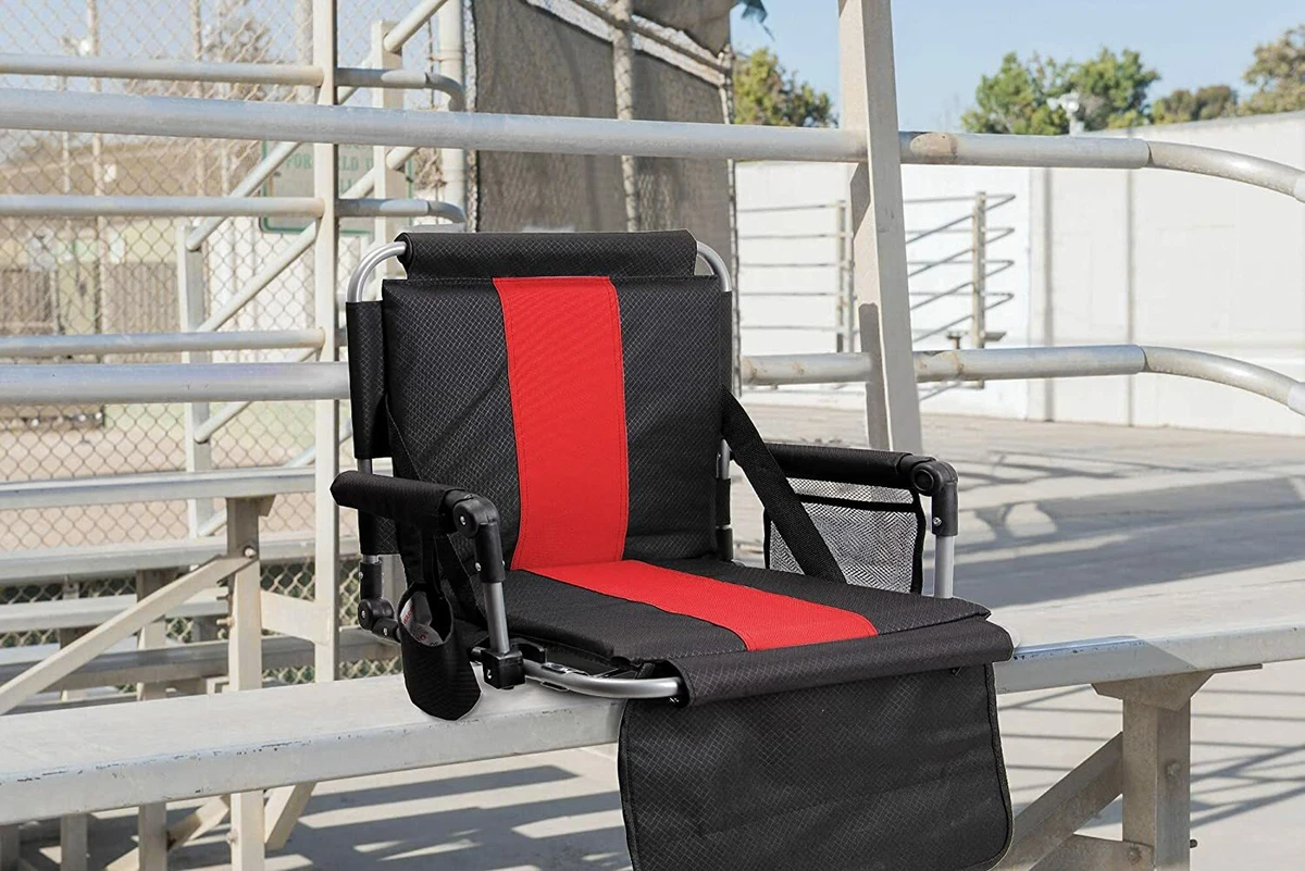 Portable Folding Stadium Seat Chair Bleacher Chair with Cup Holder & Arm  Rest