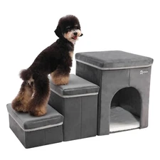 Foldable Pet Ramp Stairs 2/3 Steps Dog Ladder for High Bed Storage Ulility Box