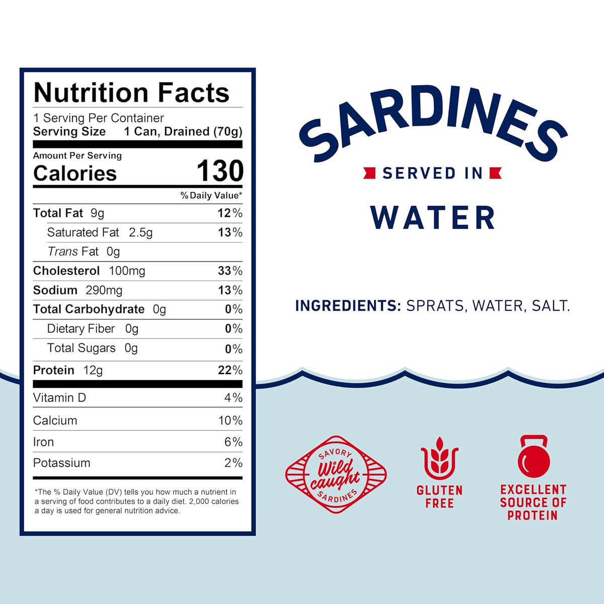 Sardines in Water, Oz Can (Pack of 12) Wild Caught Sardines