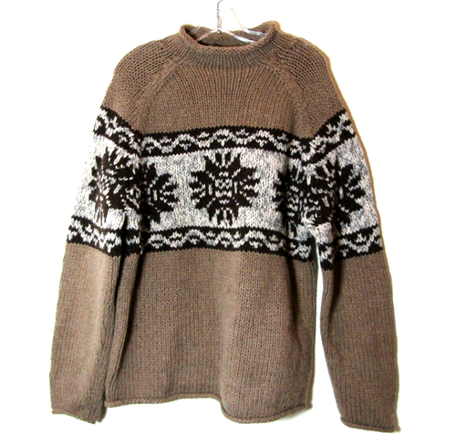 J.Crew Mens Hand Knit 100% Wool Brown 