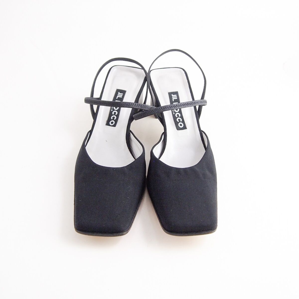 Jil Rocco Square Toe Sandals Black Canvas Leather Womens Jil Rocco Square Toe Sandals Black Canvas Leather Womens