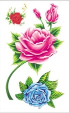 Flash Once Temporary Adhesive Tattoo Chrysanthemum Pink Blue Gift Party Holiday