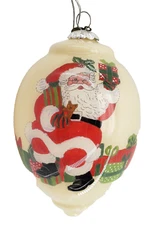 Li Bien Santa And Gifts 3" Poinsettia Noel Christmas Ornament 2016 Pier 1