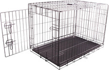 Durable Foldable Metal Dog Crate with Tray, Single Door, 35.6" x 22" x 24.5
