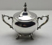 Sugar Pot  Silverplate with 2 Scroll Type Handles  And Lid Vintage