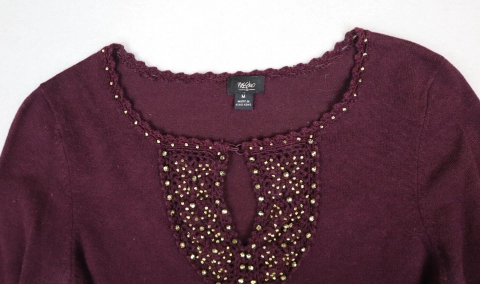 MOSSIMO - SUÉTER JERSEY MUJER MORADO MANGA LARGA ACAMPANADA - TALLA M Foto 4 de 4