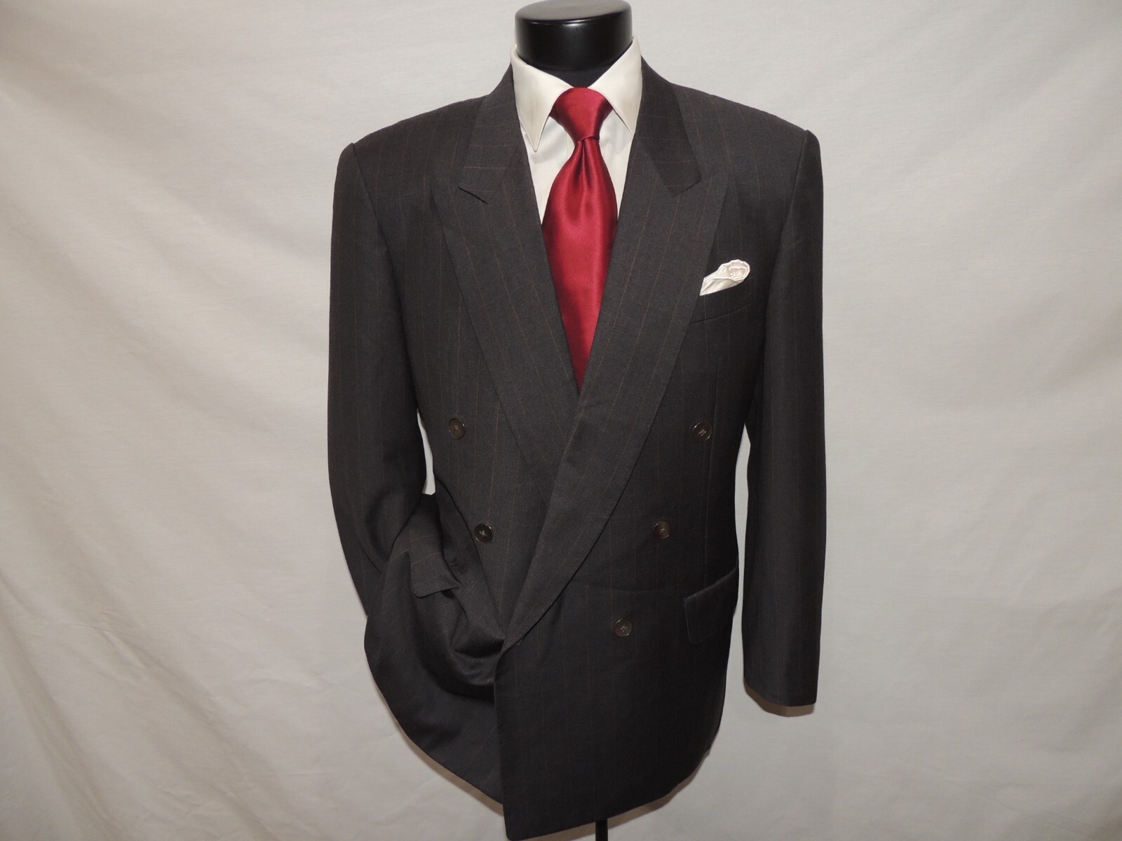 Men's Vintage Gray Stripe Double Breasted Ermenegildo Zegna custom suit