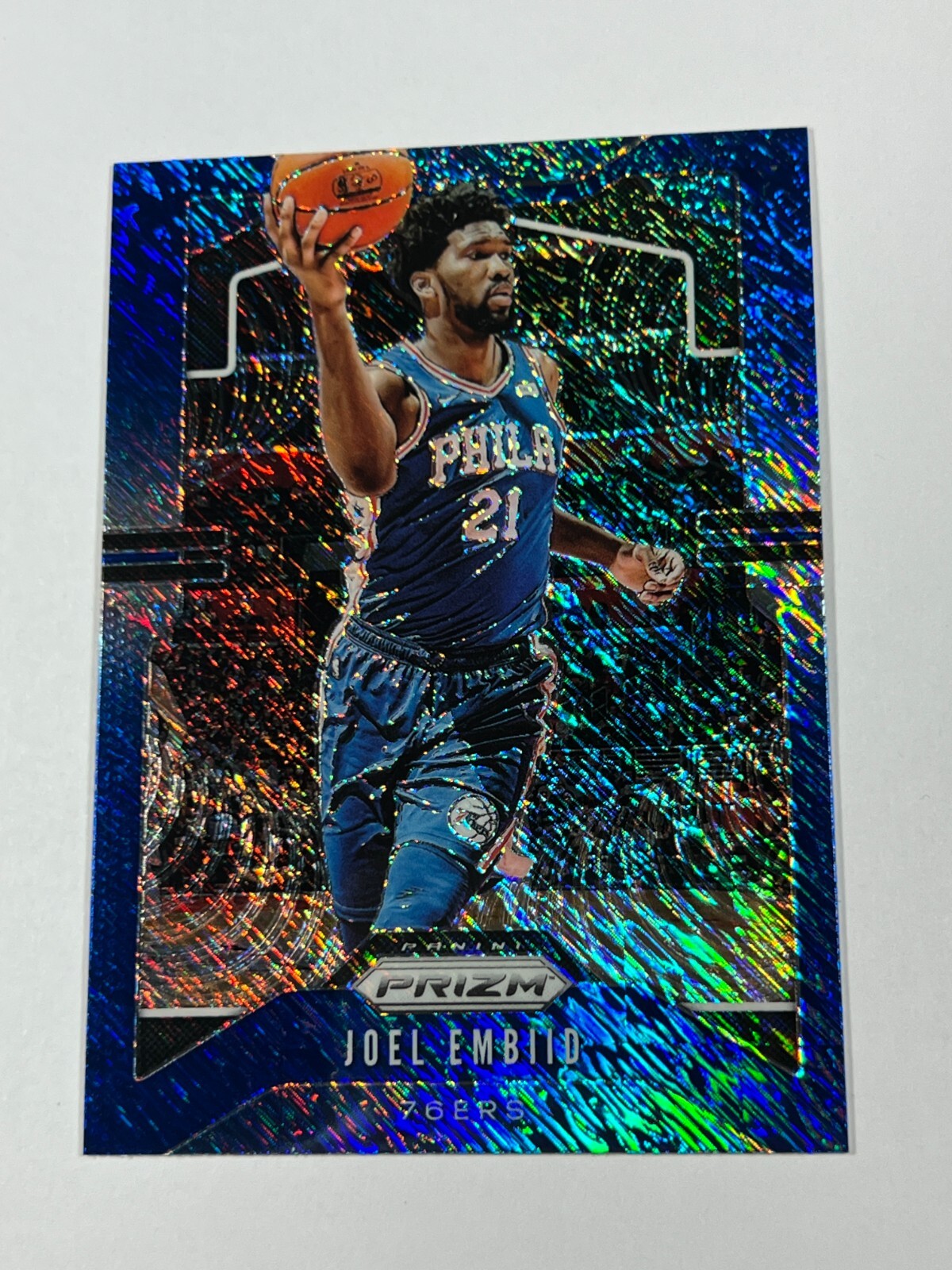 Joel Embiid 2019-20 Panini Prizm FOTL Blue Shimmer #199