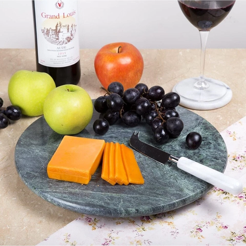 Creative Home Natural Marble Round Trivet Cheese Board Dessert Serving Plate 8"  - Image 3 of 4